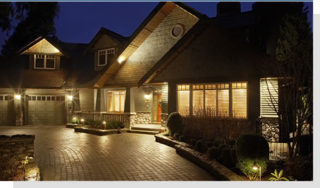 Exterior of residential home at night